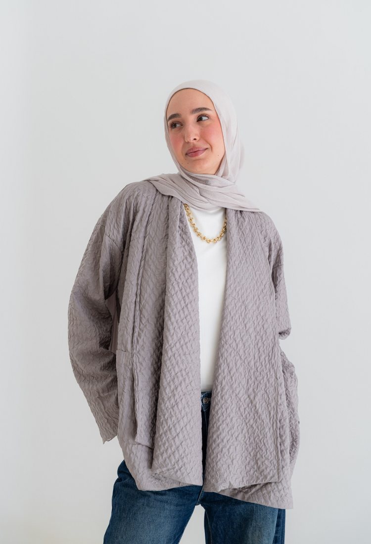 Oversized Knitted Cardigan - gray