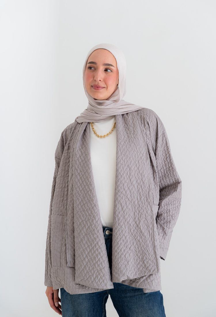 Oversized Knitted Cardigan - gray