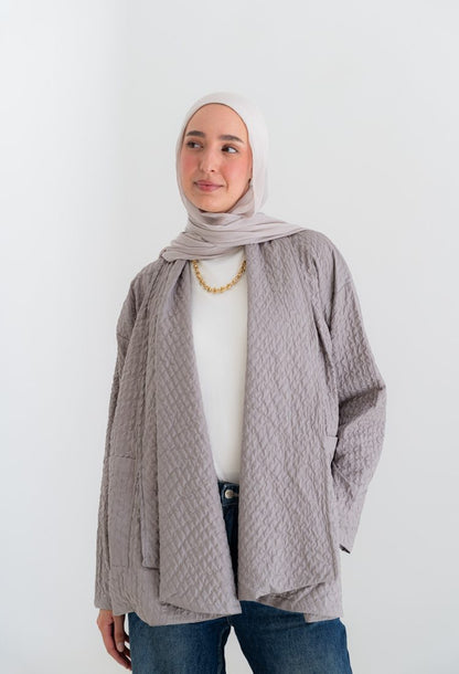 Oversized Knitted Cardigan - gray