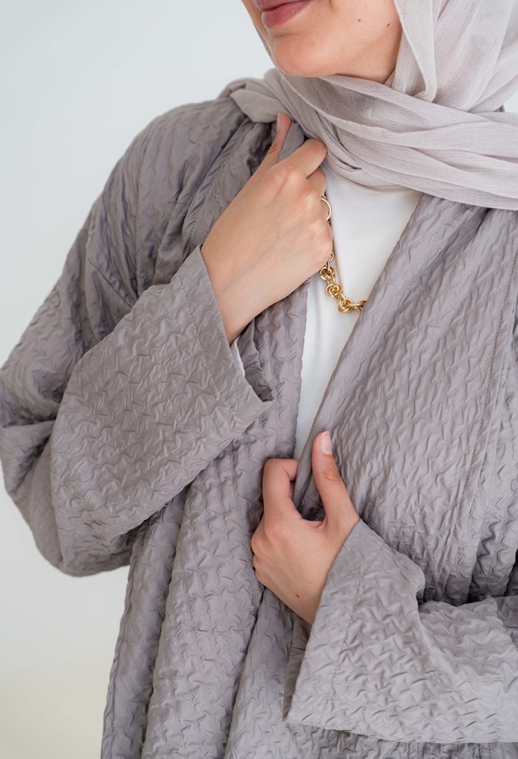 Oversized Knitted Cardigan - gray