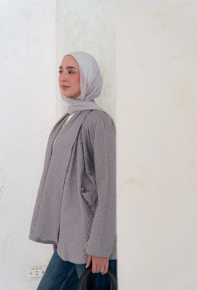 Oversized Knitted Cardigan - gray