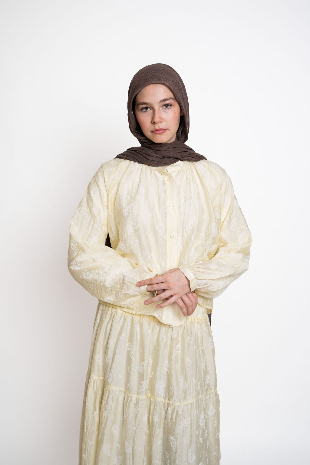 Buttoned Flowy Set-Yellow