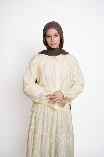 Buttoned Flowy Set-Yellow