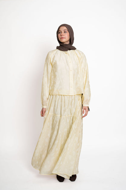 Buttoned Flowy Set-Yellow