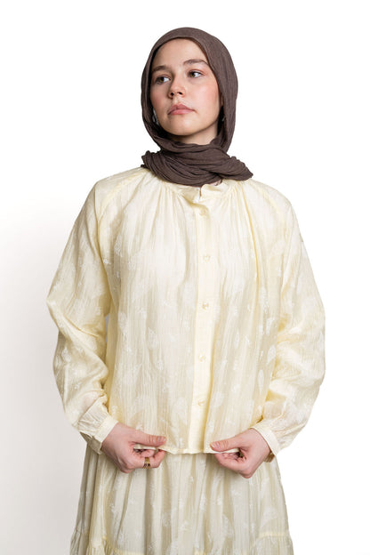 Buttoned Flowy Set-Yellow