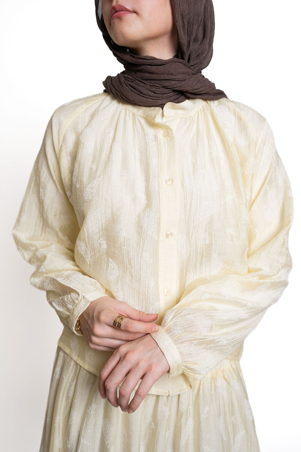 Buttoned Flowy Set-Yellow