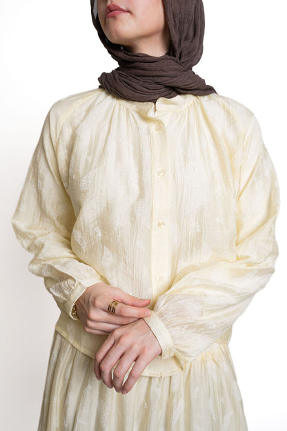Buttoned Flowy Set-Yellow