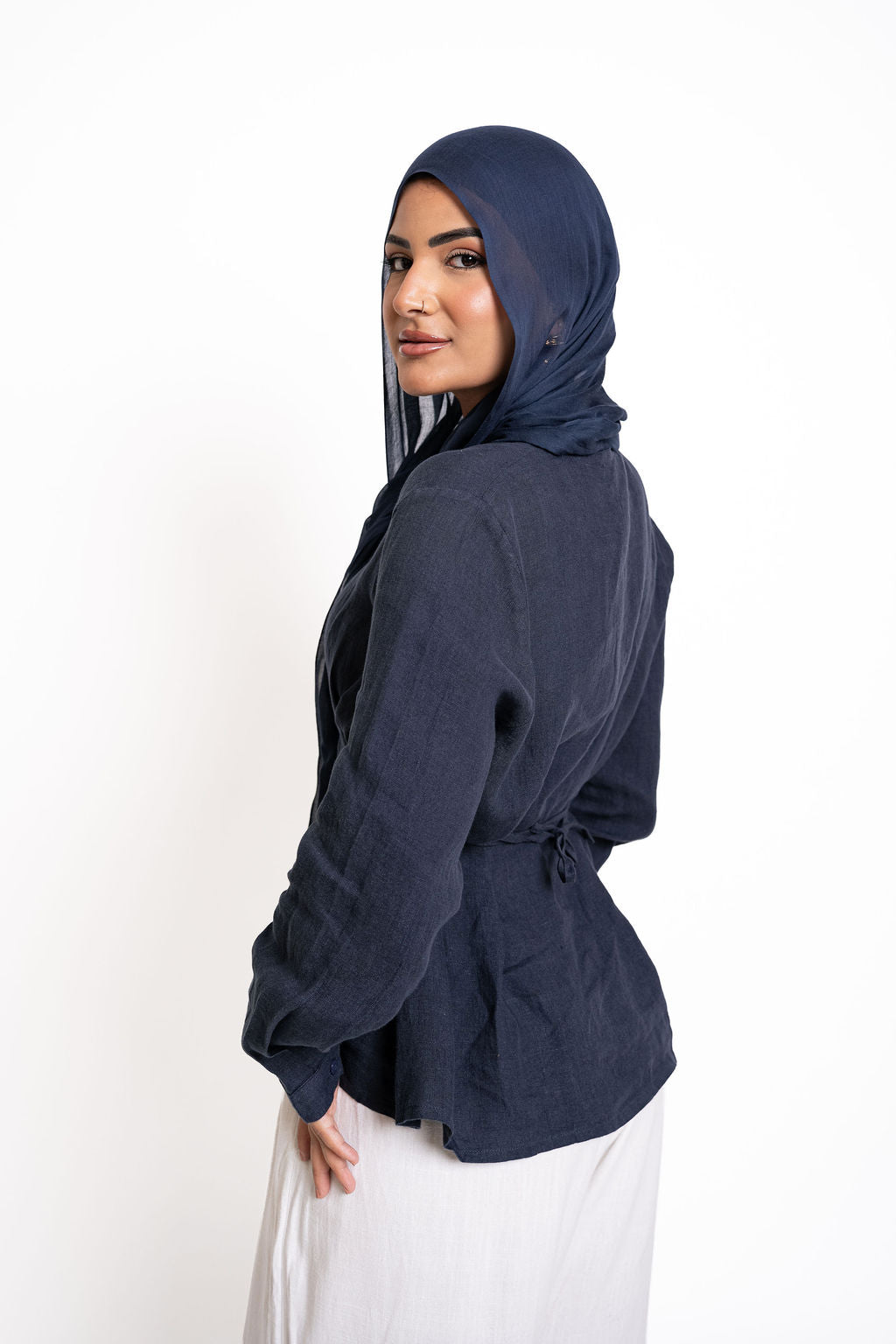 Linen Blouse - Navy