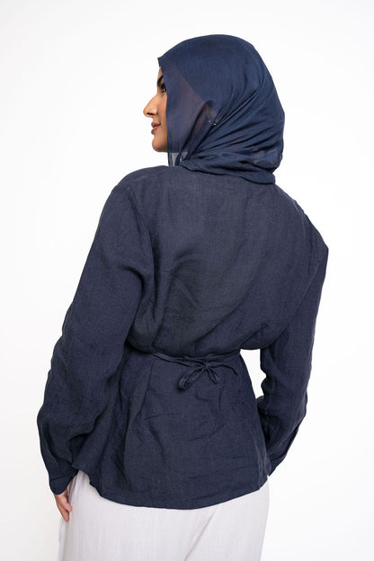 Linen Blouse - Navy