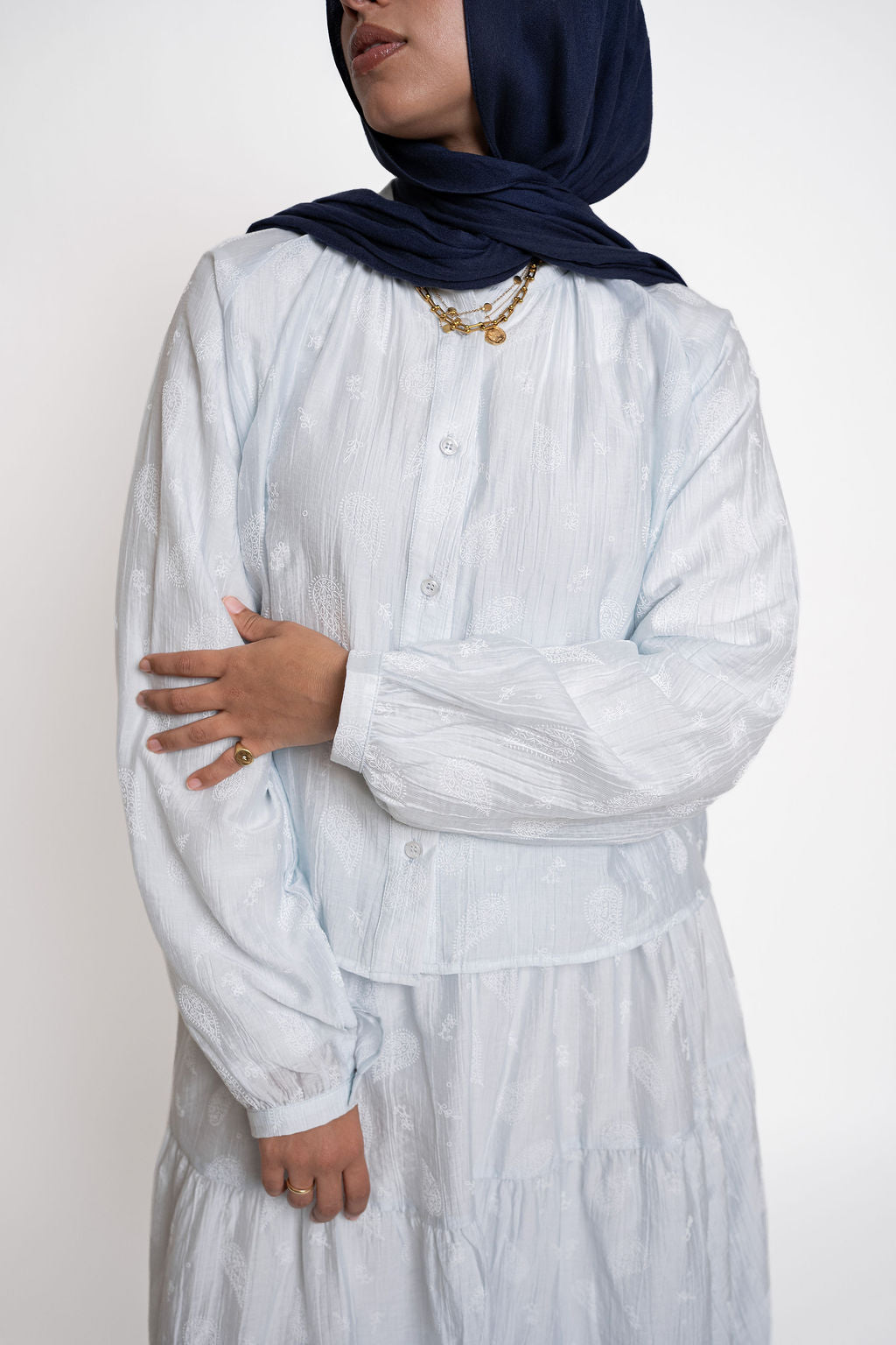 Buttoned Flowy Set-Baby Blue
