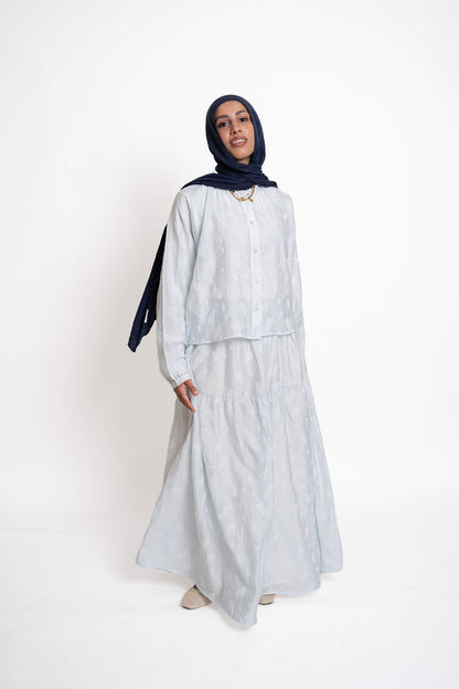 Buttoned Flowy Set-Baby Blue