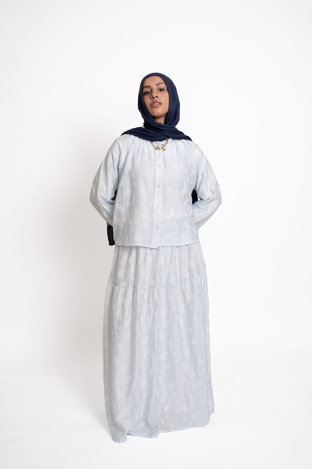 Buttoned Flowy Set-Baby Blue
