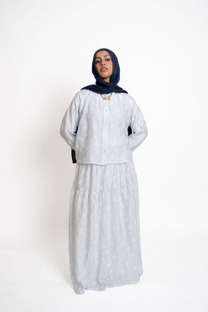Buttoned Flowy Set-Baby Blue