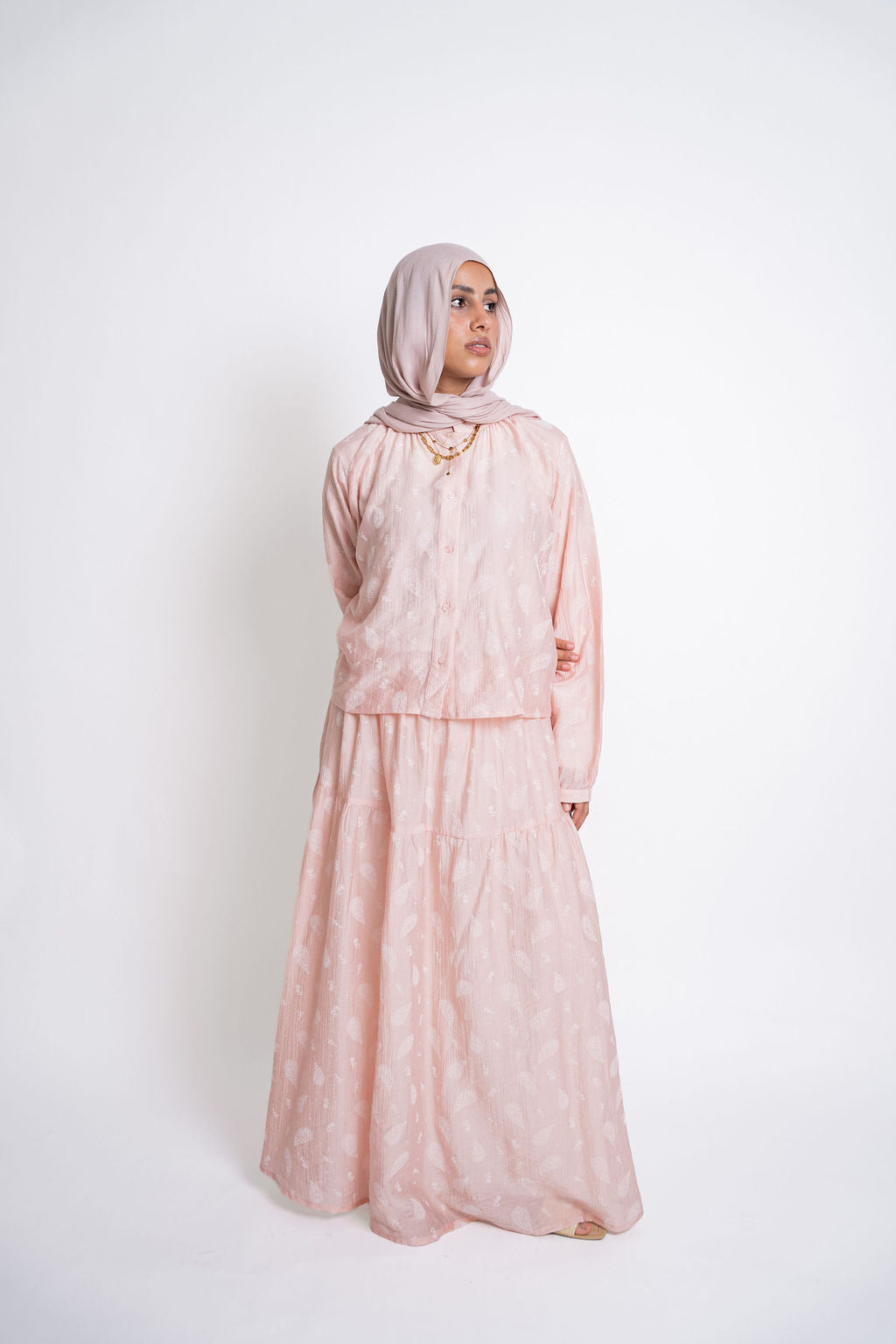 Buttoned Flowy Set-Pink