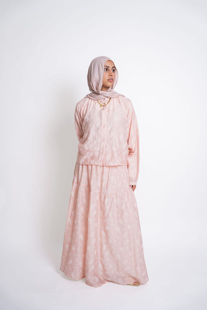 Buttoned Flowy Set-Pink