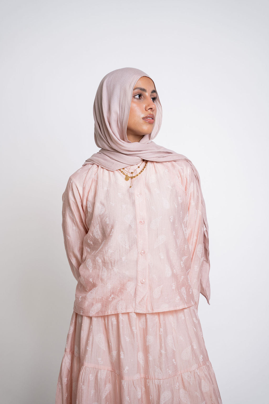 Buttoned Flowy Set-Pink