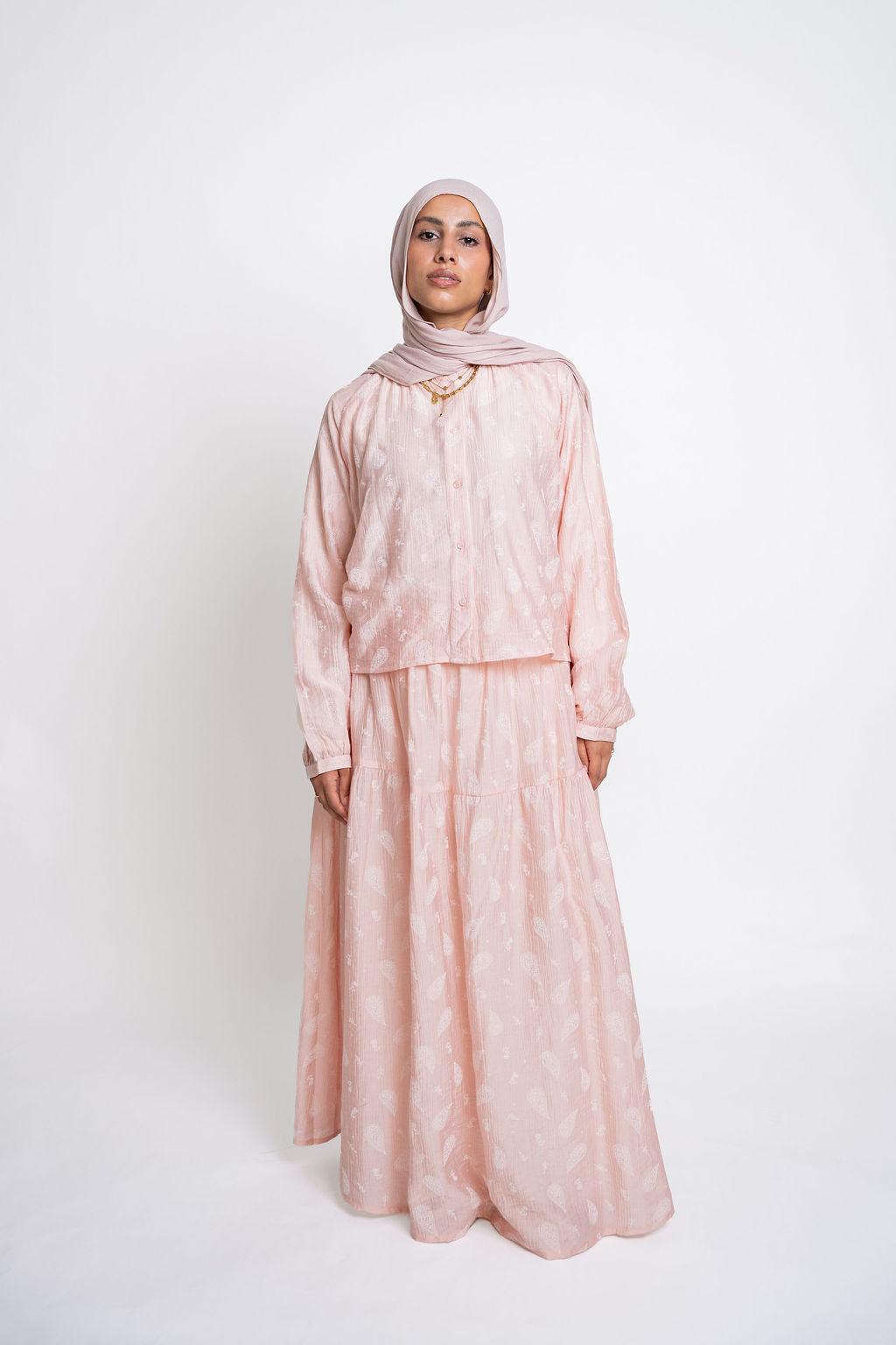 Buttoned Flowy Set-Pink