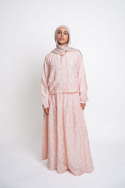 Buttoned Flowy Set-Pink
