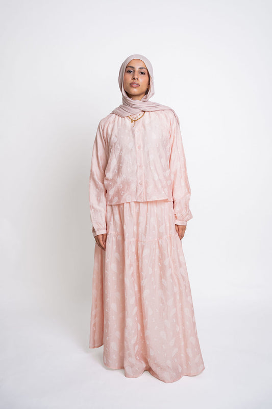Buttoned Flowy Set-Pink