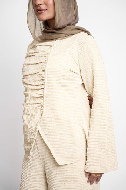 Asymmetric Draped set-Beige