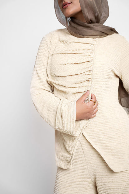 Asymmetric Draped set-Beige