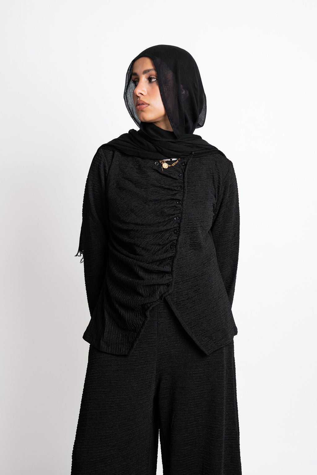 Asymmetric Draped set -Black