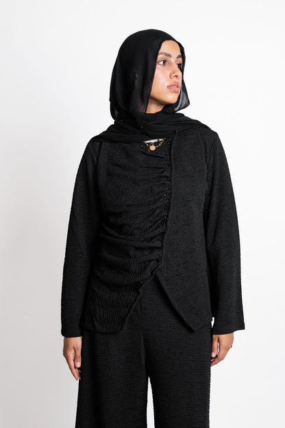 Asymmetric Draped set -Black