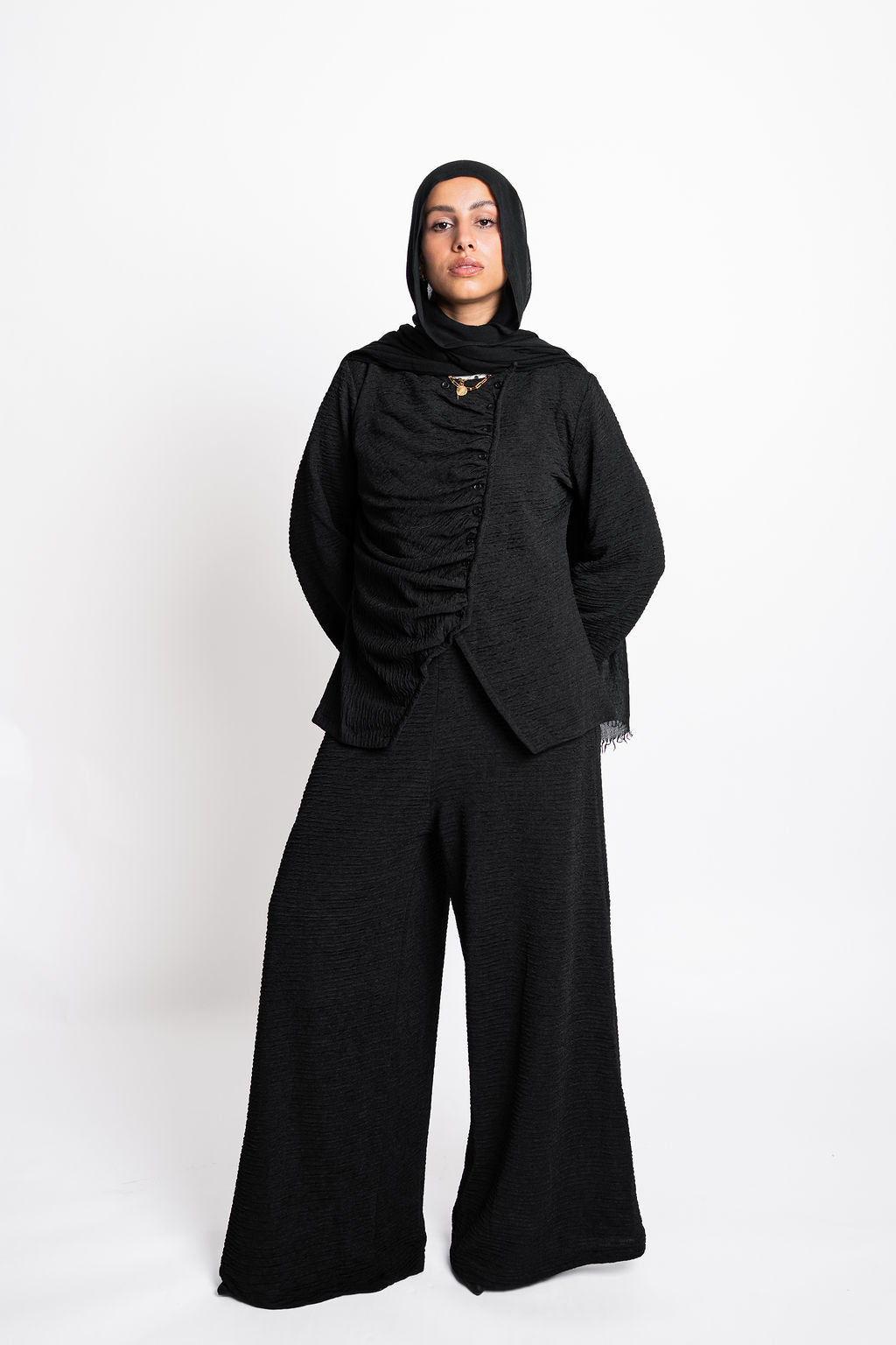Asymmetric Draped set -Black