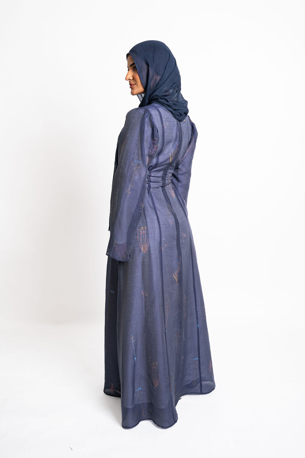 Floral Flow Dress- Navy