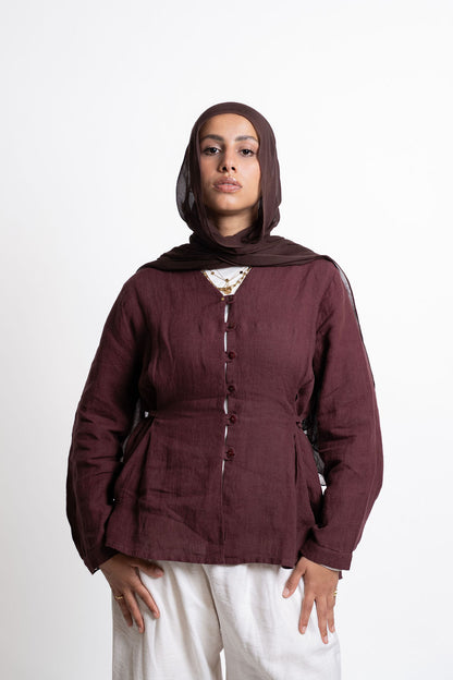 Linen Blouse - Burghandy
