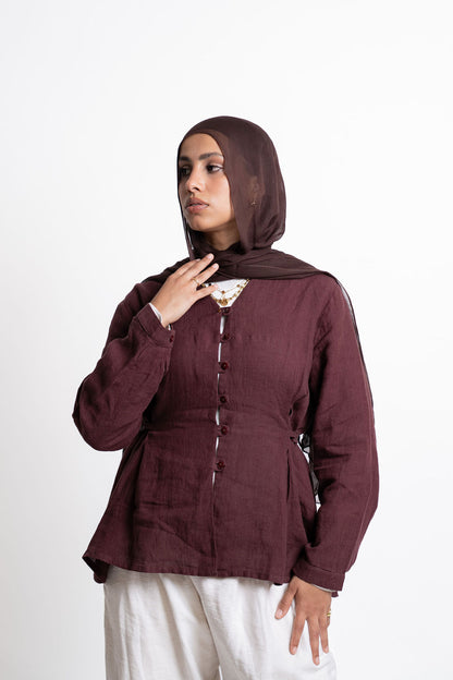 Linen Blouse - Burghandy