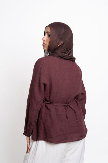 Linen Blouse - Burghandy