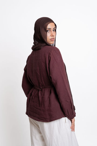 Linen Blouse - Burghandy