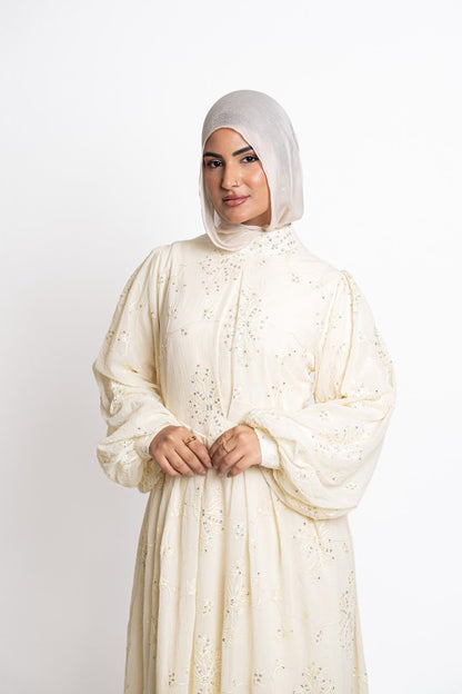 Sequin Detail Dress -Offwhite