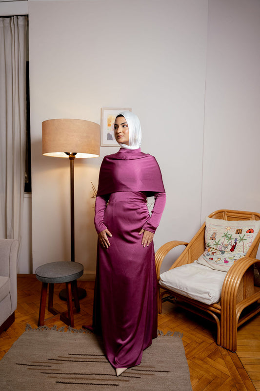 Royal Cape Dress - Burgandy