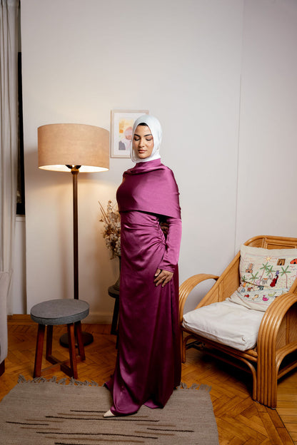 Royal Cape Dress - Burgandy