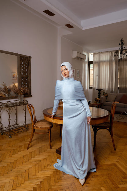 Royal Cape Dress - Baby blue