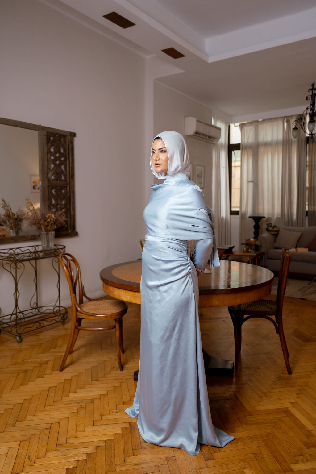 Royal Cape Dress - Baby blue