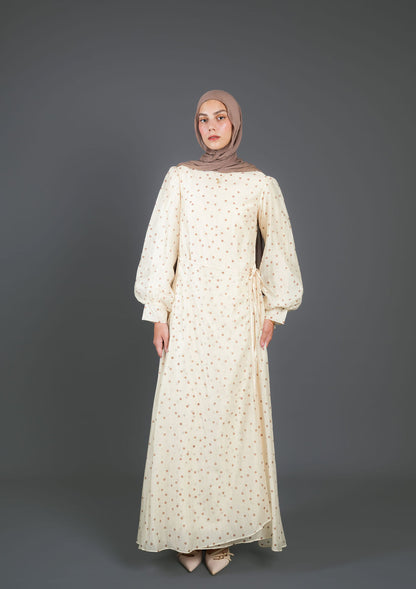 Polka Dots Wrap Dress -Off white