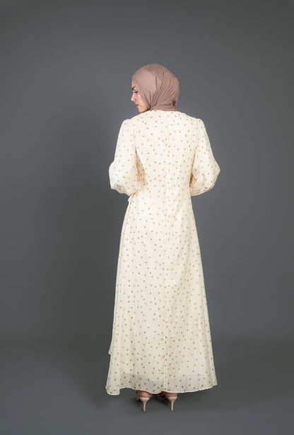 Polka Dots Wrap Dress -Off white