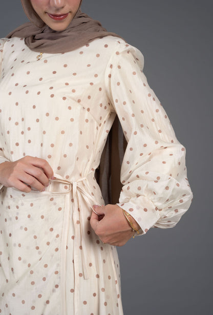 Polka Dots Wrap Dress -Off white