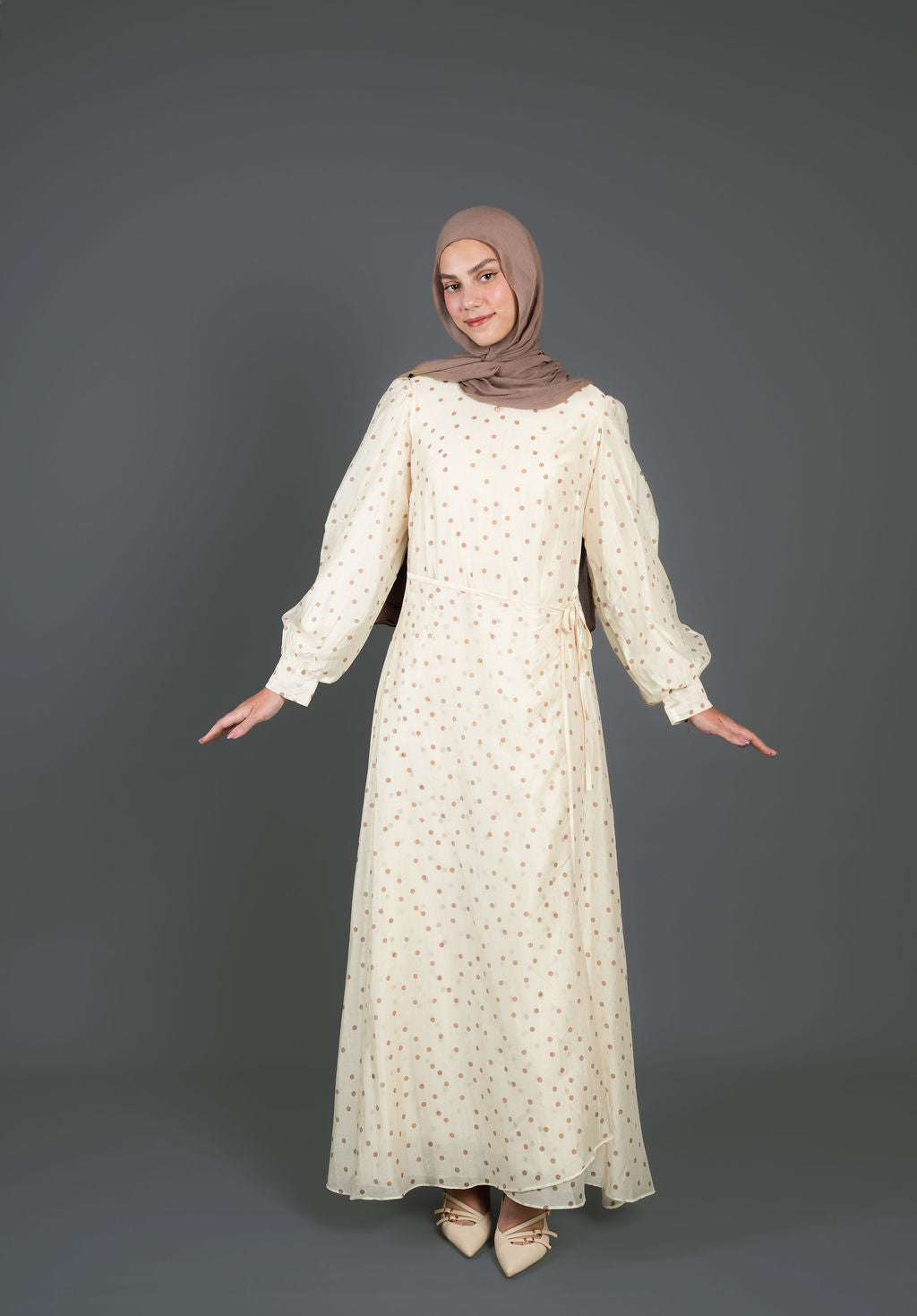 Polka Dots Wrap Dress -Off white