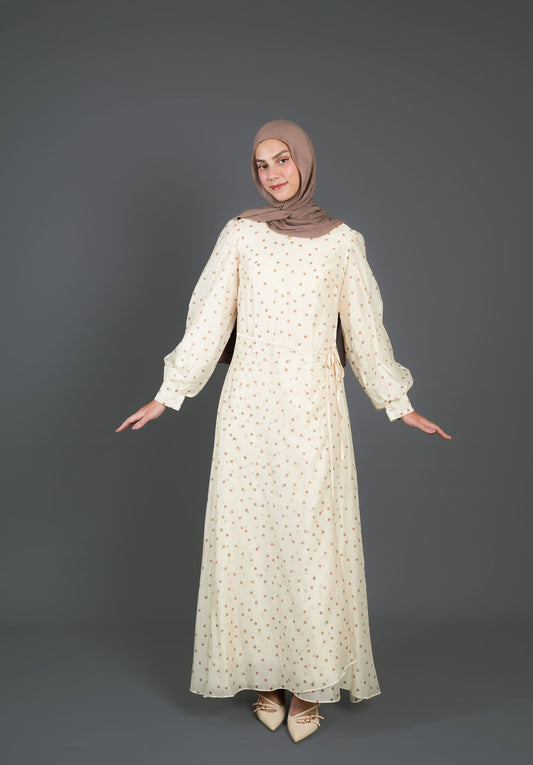 Polka Dots Wrap Dress -Off white