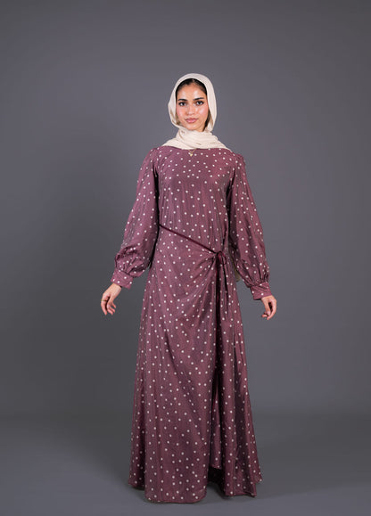 Polka Dots Wrap Dress -Burghundy