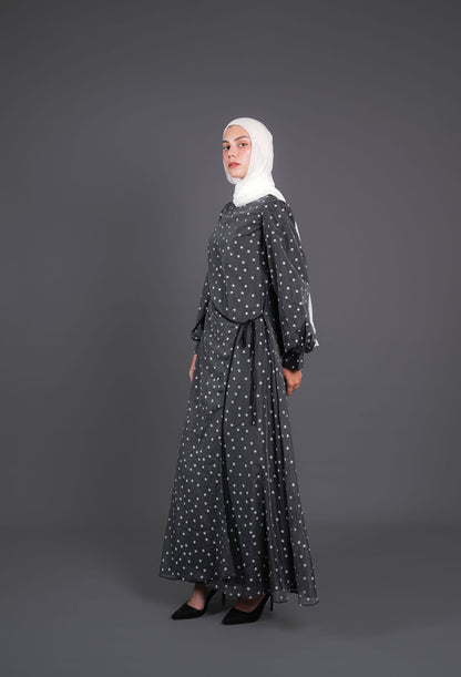 Polka Dots Wrap Dress -Black