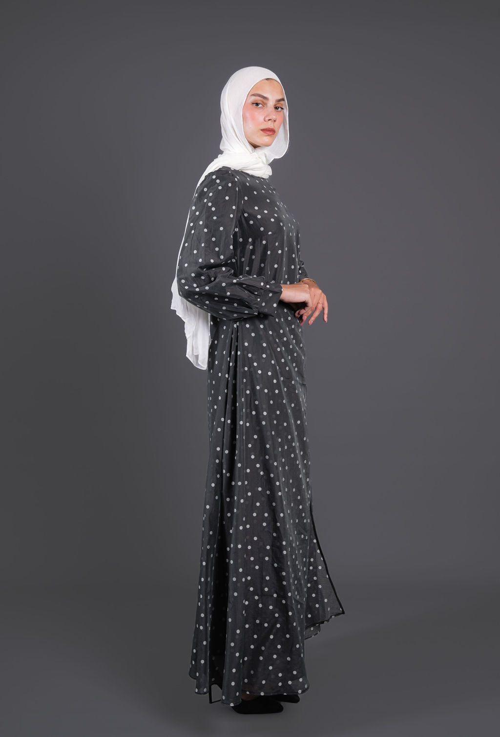Polka Dots Wrap Dress -Black