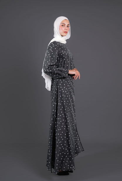 Polka Dots Wrap Dress -Black