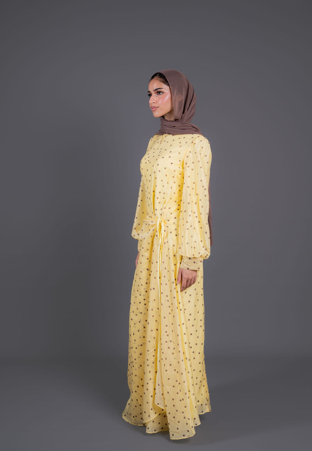 Polka Dots Wrap Dress -Yellow