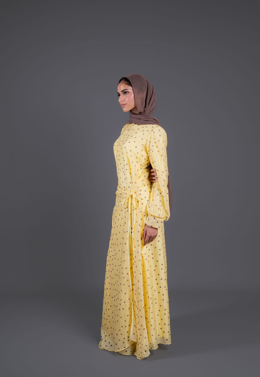 Polka Dots Wrap Dress -Yellow