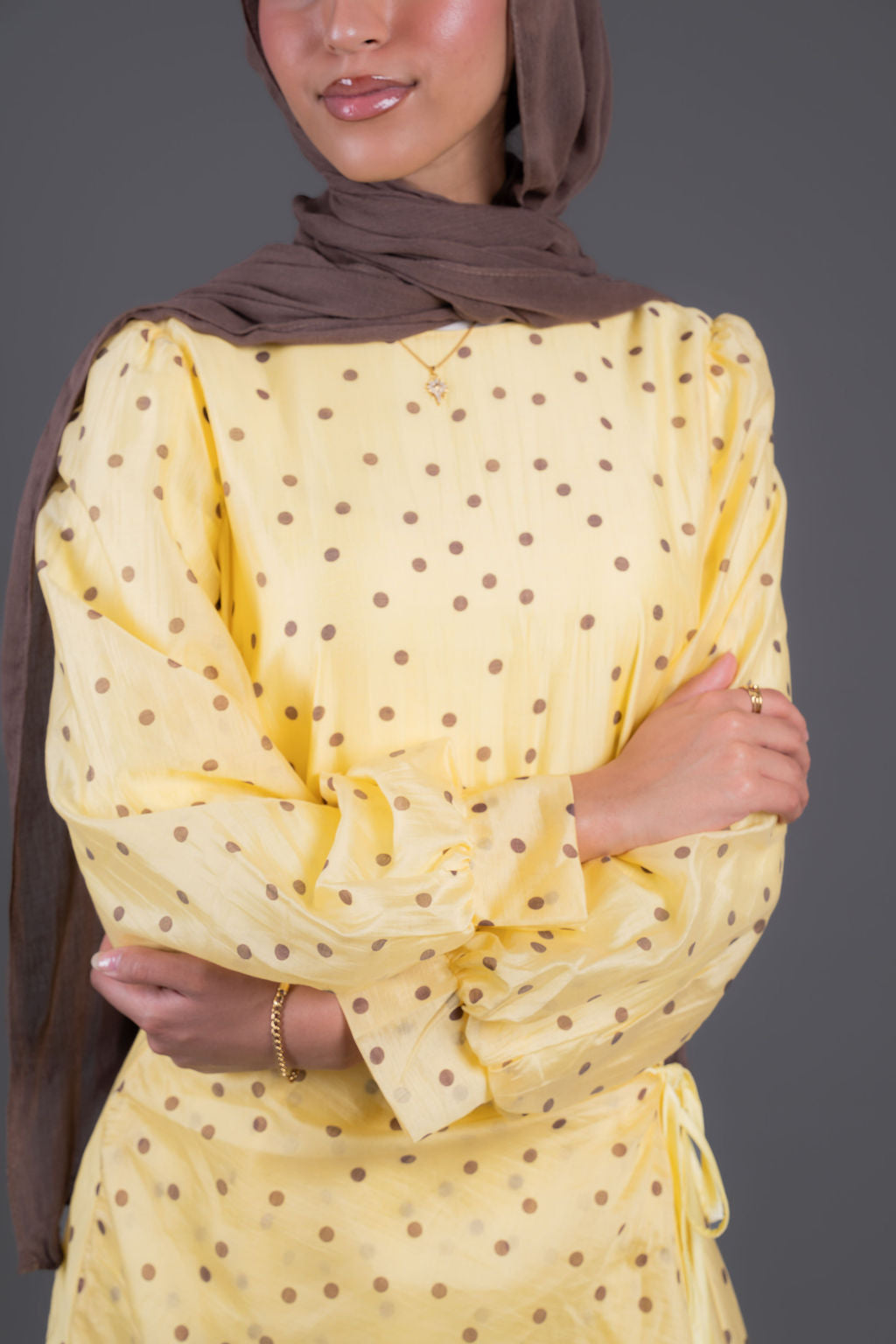 Polka Dots Wrap Dress -Yellow